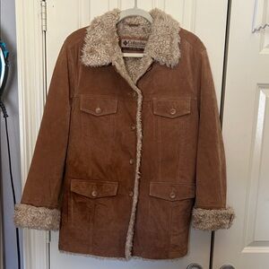 Columbia Women's Tan leather Teddy Jacket with Faux Fur